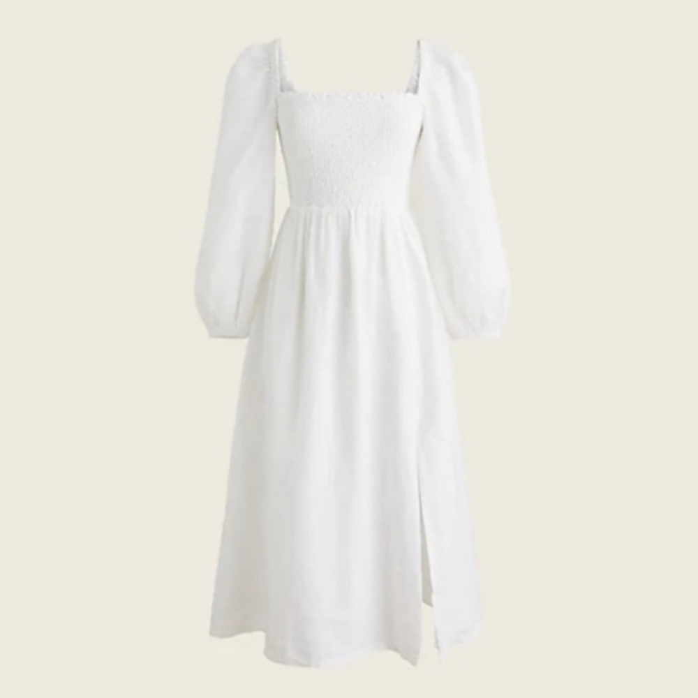 J. Crew White Long Sleeve Dress